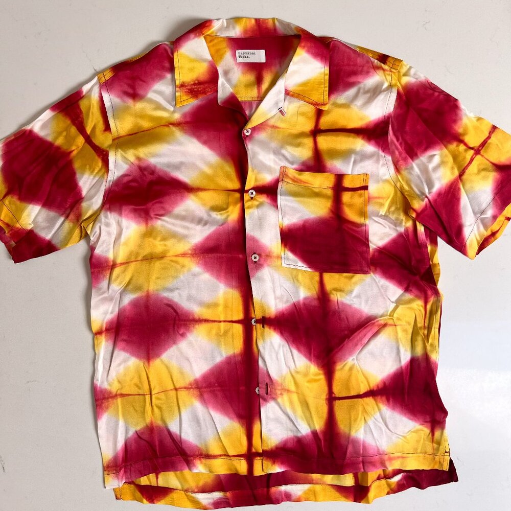 Universal Works Men's Tie Dye Camp Shirt Size L